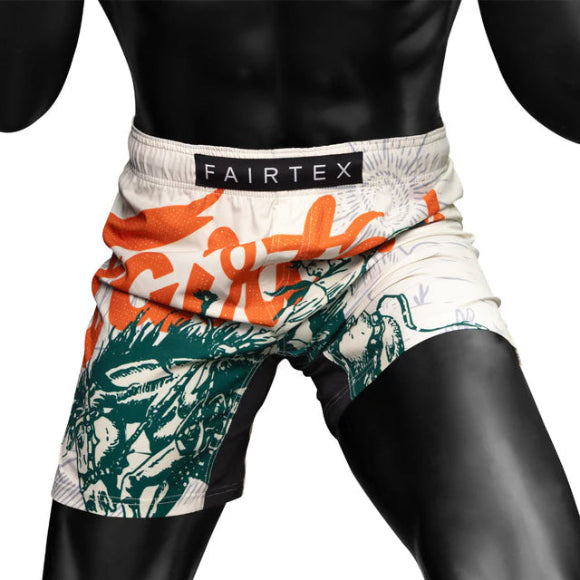 Fairtex MMA SHORTS "DESERT RIDER" (White Green) - AB22