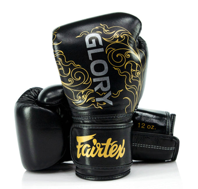 Fairtex BGVG3 - BOXING GLOVES "X GLORY KICKBOXING Valco Black Gold" Genuine Leather