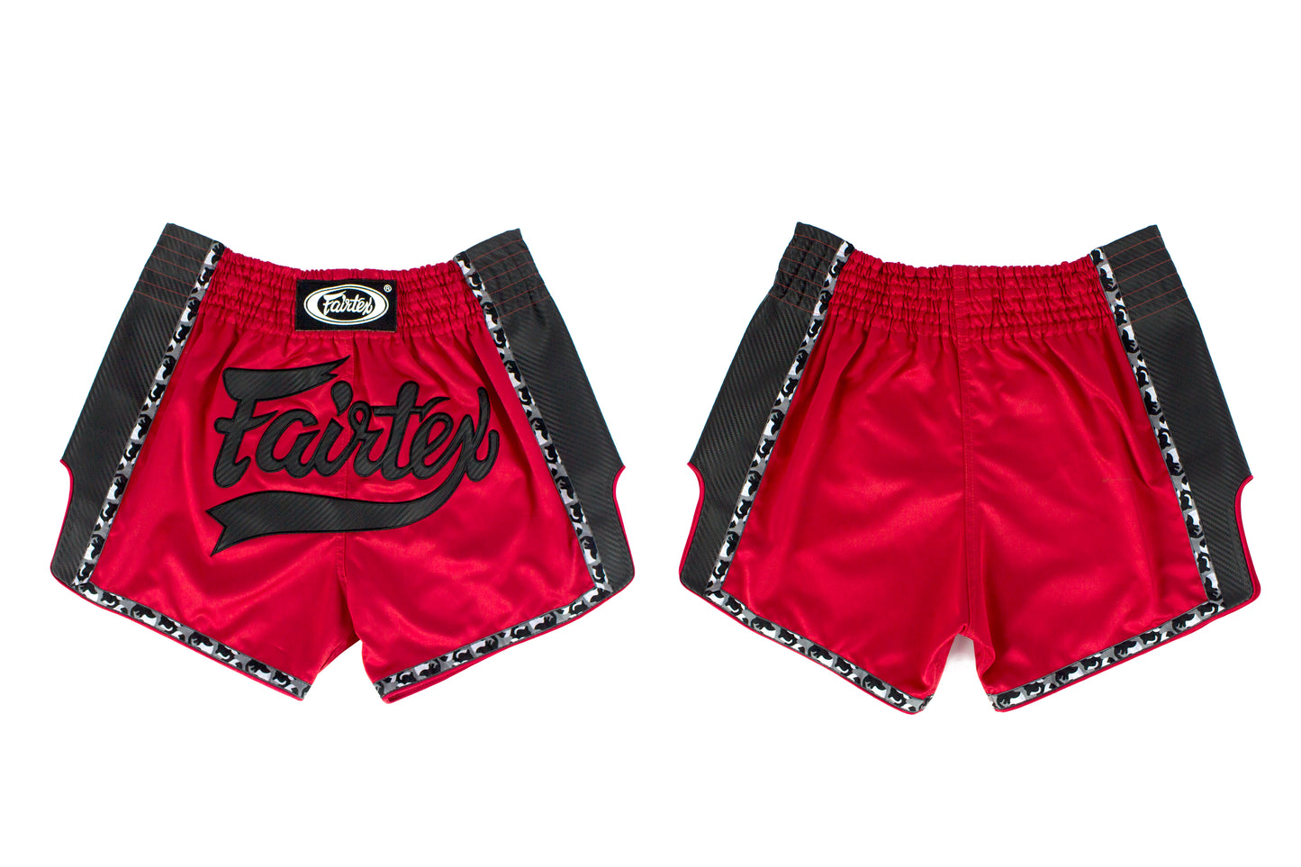 Fairtex MUAY THAI SHORTS (Red w/ Black stripe) - BS1703