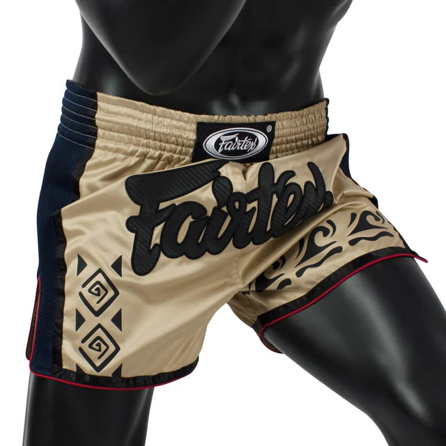 Fairtex MUAY THAI / BOXING SHORTS TRIBAL (Khaki Black) - BS1713