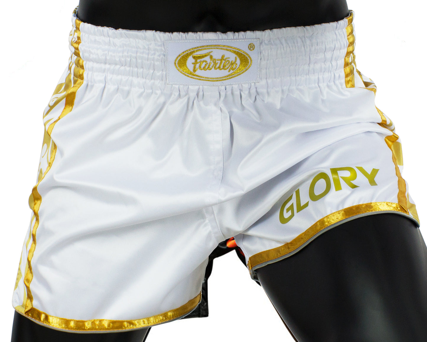 Fairtex MUAY THAI / BOXING SHORTS "GOLD" (White / Gold) - BSG2