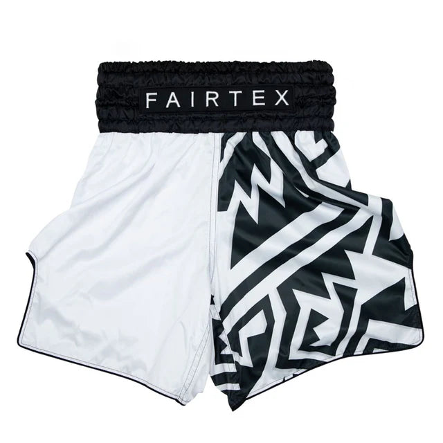 Fairtex BOXING TRUNKS "MONOCHROME (White) - BT2003