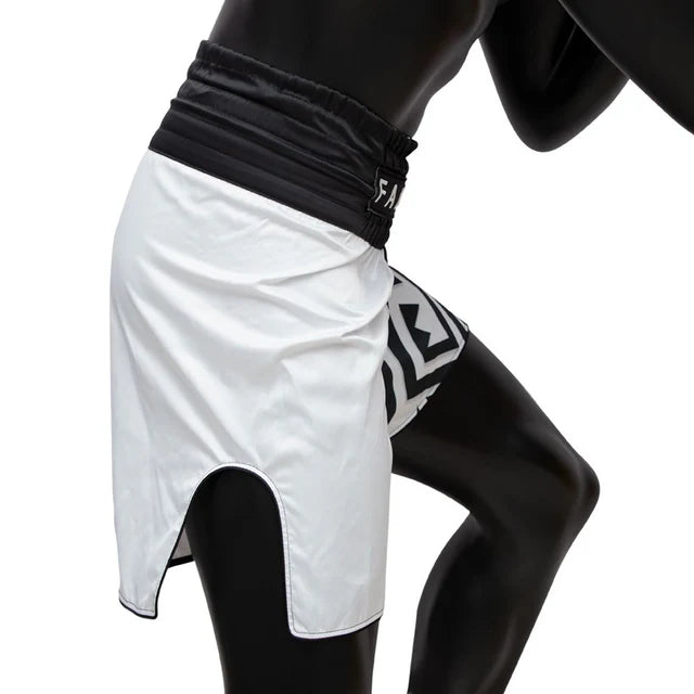 Fairtex BOXING TRUNKS "MONOCHROME (White) - BT2003