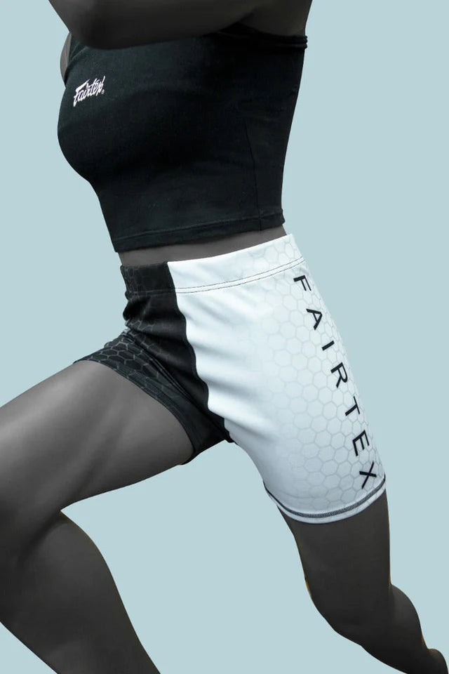 Fairtex VALE TUDO SHORT for Women (Black/White) - CP11