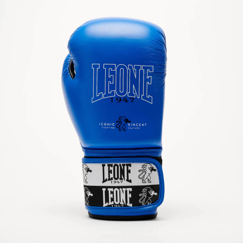 LEONE Gloves - BUFALO LEATHER Muay Thai / Kick Boxing Gloves "ICONIC" (Blue) - GN208W