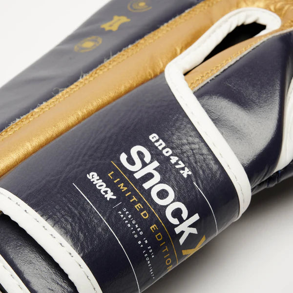 LEONE Gloves - LEATHER Muay Thai / Boxing Gloves "SHOCK X - Blue" - GN047X