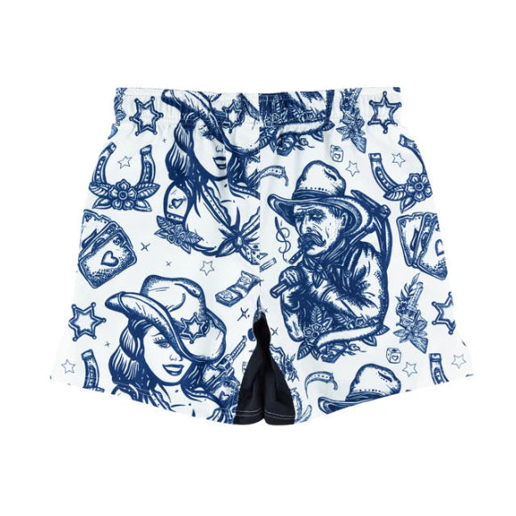 Fairtex MMA SHORTS "SALOON" (Blue White) - AB24