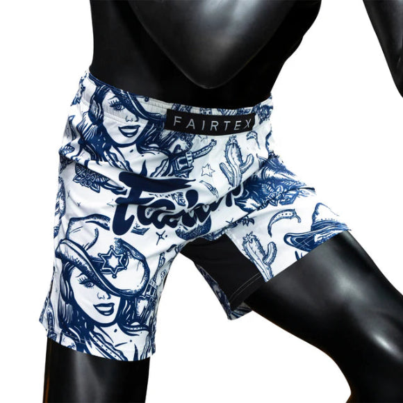 Fairtex MMA SHORTS "SALOON" (Blue White) - AB24