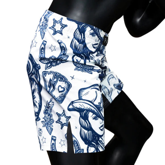 Fairtex MMA SHORTS "SALOON" (Blue White) - AB24