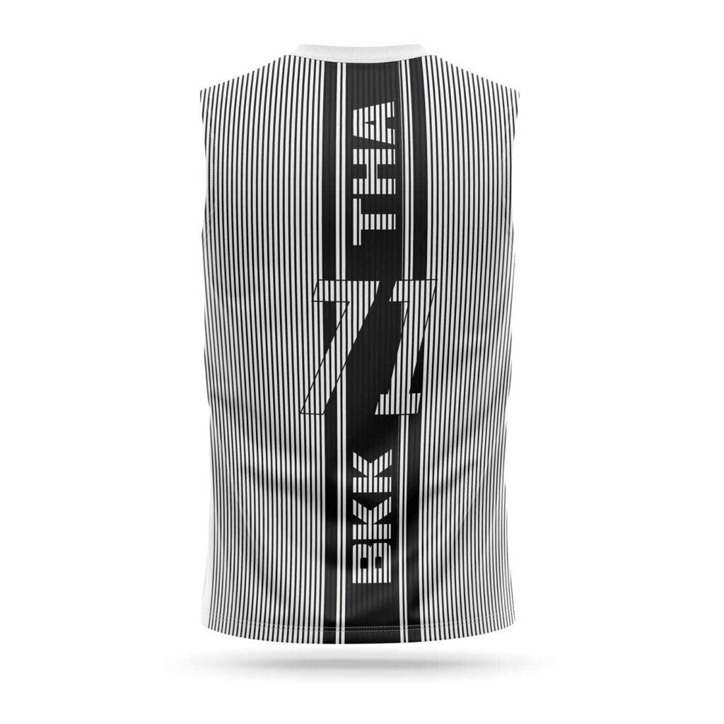 Fairtex SHIRT SLEEVELESS THAI STRIPES SPORT (White/Black) - MTT30