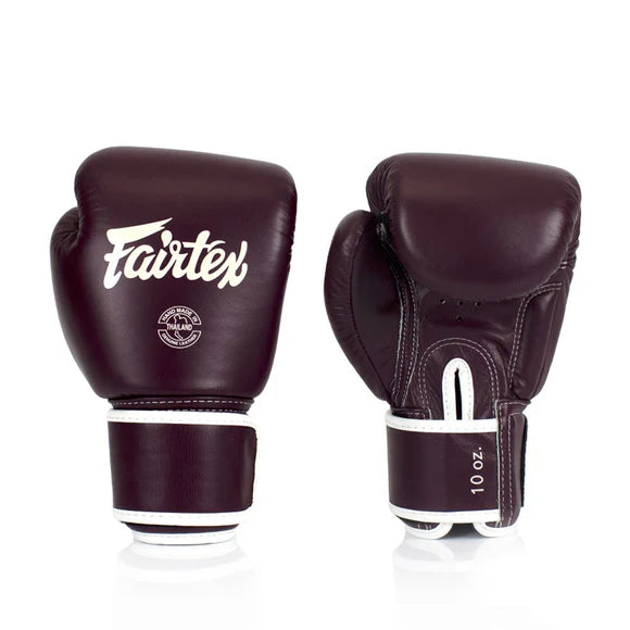 Fairtex REAL LEATHER MUAY THAI / BOXING GLOVES (Maroon) - BGV16