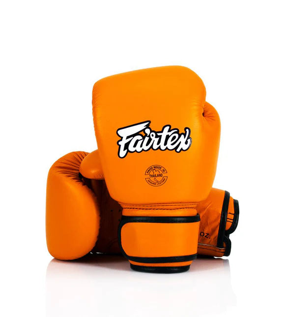 Fairtex REAL LEATHER MUAY THAI / BOXING GLOVES (Orange) - BGV16