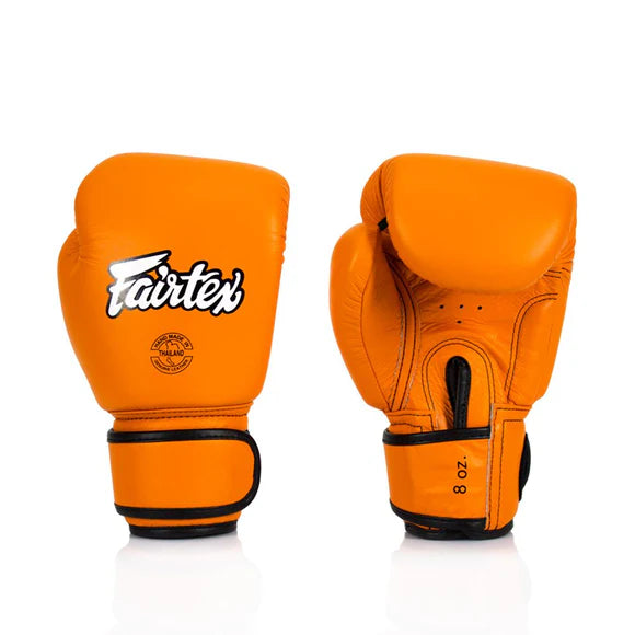 Fairtex REAL LEATHER MUAY THAI / BOXING GLOVES (Orange) - BGV16