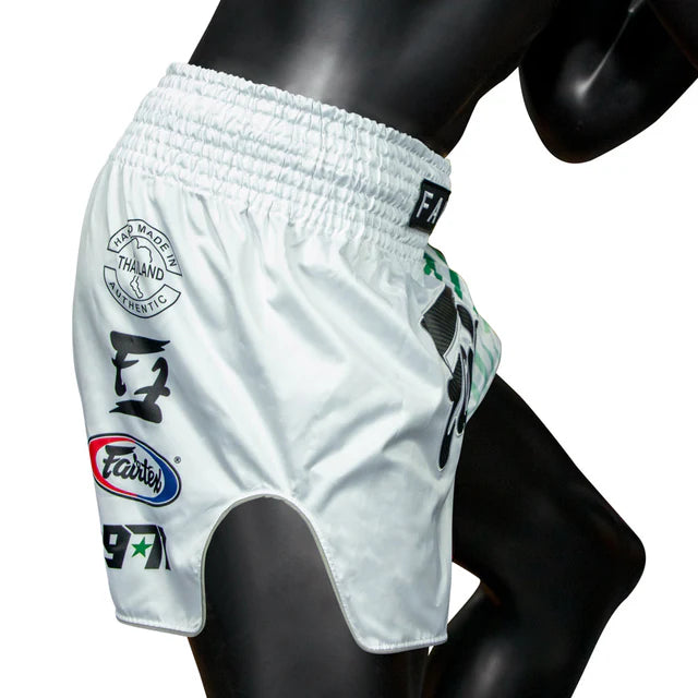 Fairtex MUAY THAI SHORTS (Racer White) - BS1923