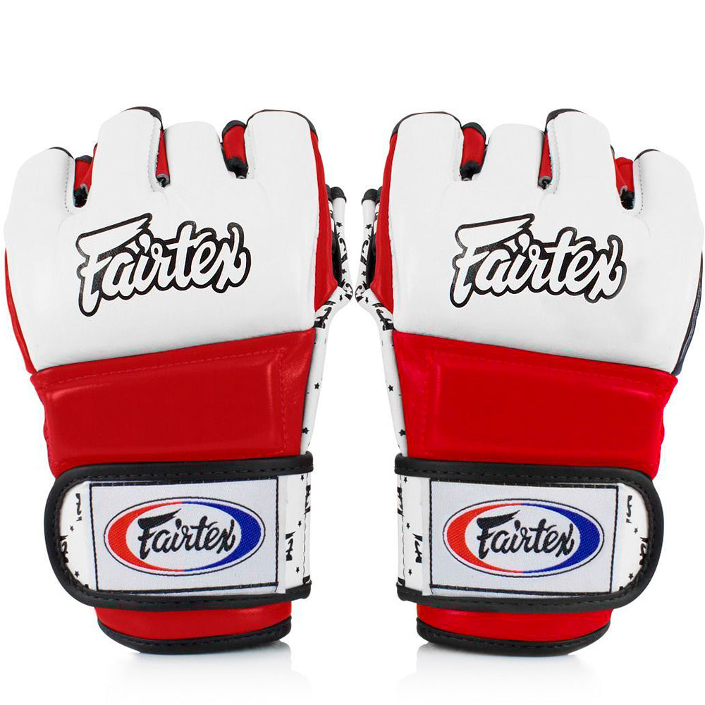 Fairtex FGV17-MMA ULTIMATE COMBAT GLOVES WHITE / RED "Split Knuckles"