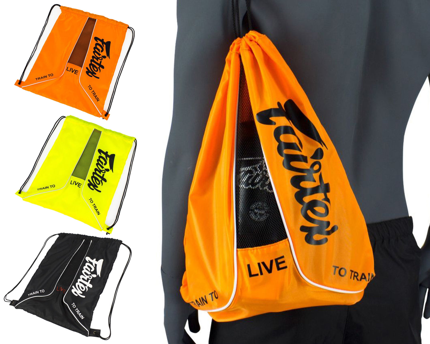 Fairtex SACK - BEACH BAG (Black-Orange-Yellow) - BAG6