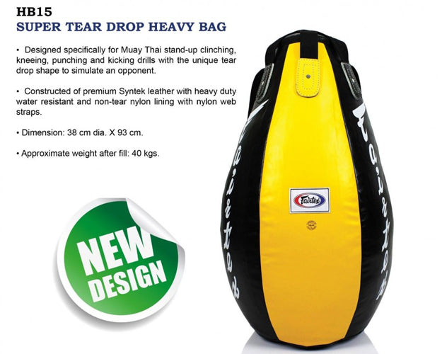 Fairtex HB15-SUPER TEAR DROP HEAVY BAG (Yellow / Black)
