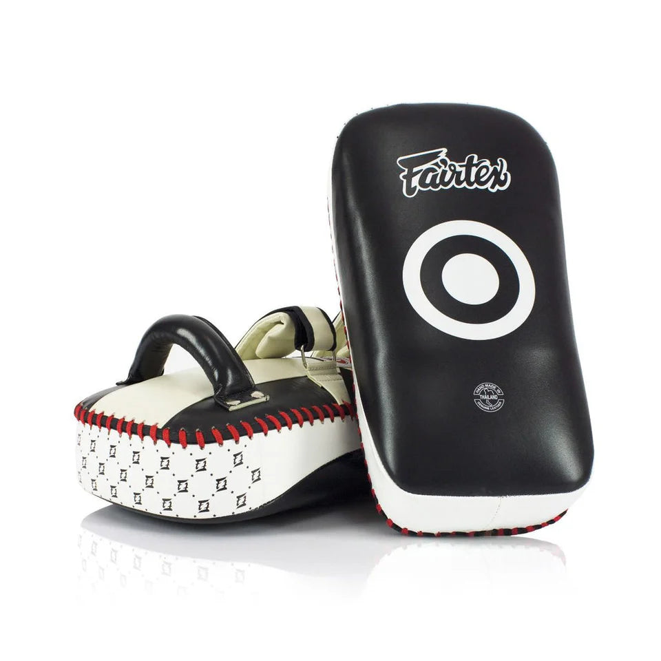 Fairtex CURVED KICK PADS (Black / White) - KPLC2