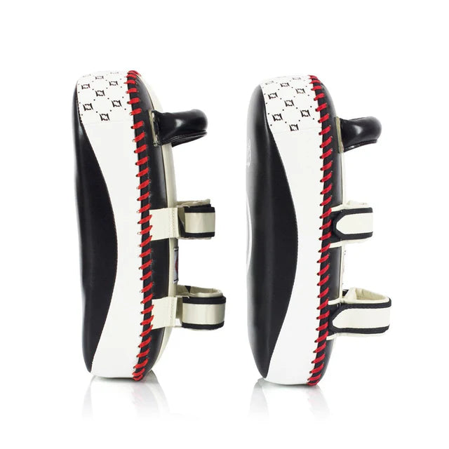 Fairtex CURVED KICK PADS (Black / White) - KPLC2