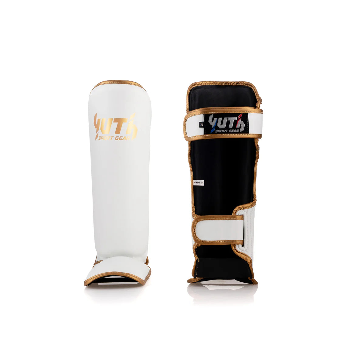 YUTH - Gold Line Shin Guards - (White/Gold)