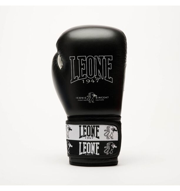 LEONE Gloves - BUFALO LEATHER Muay Thai / Kick Boxing Gloves "ICONIC" (Black) - GN208