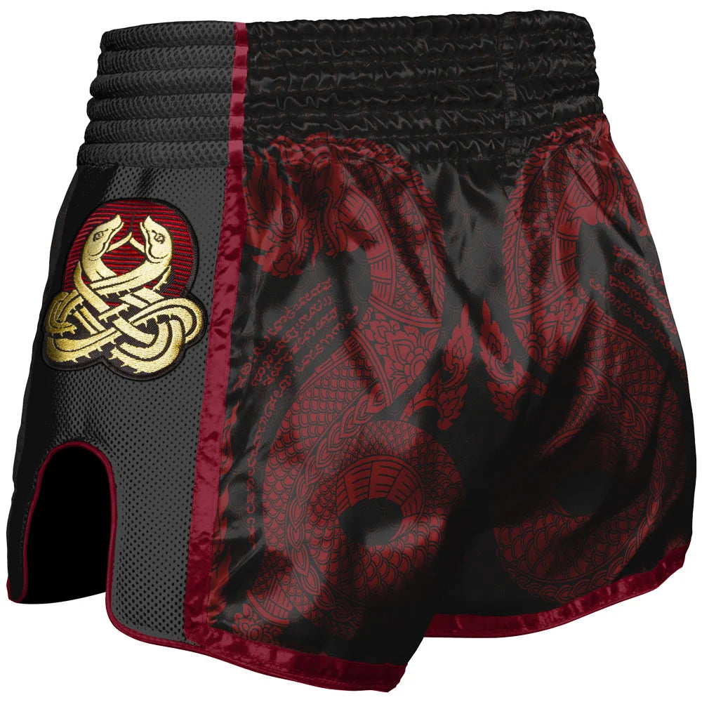 8WEAPONS - Muay Thai Short SAK YANT NAGA (Schwarz-rot)