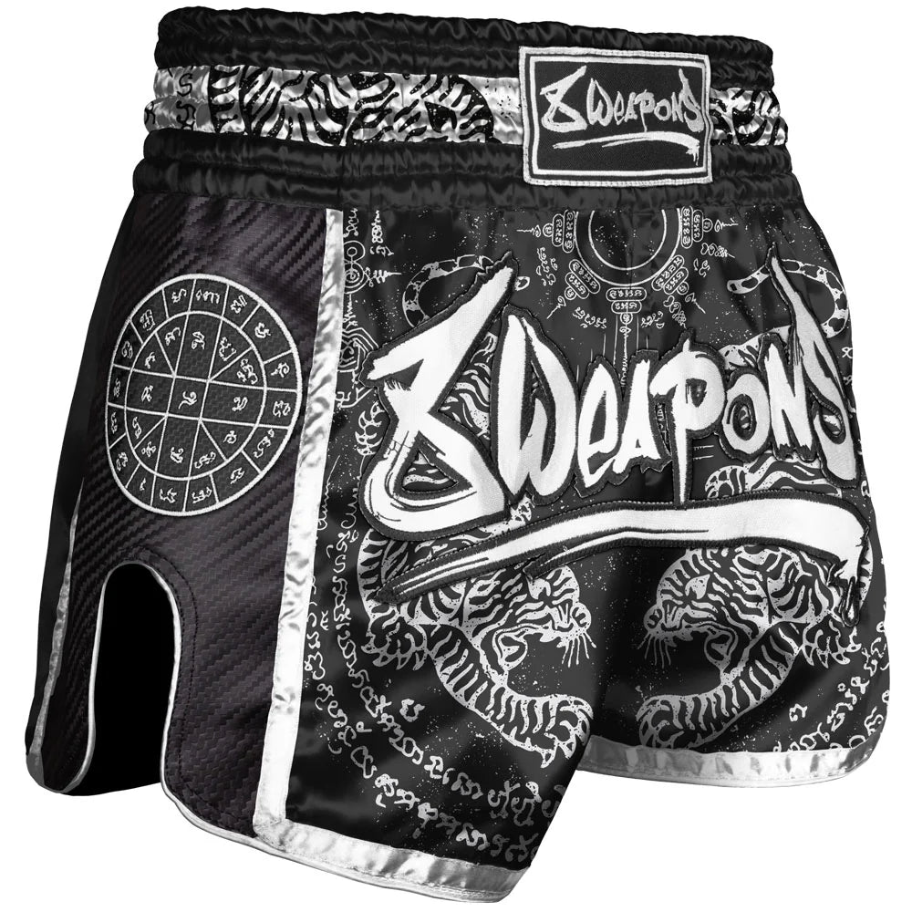8WEAPONS - Muay Thai Short SAK YANT TIGER (Carbon-black)