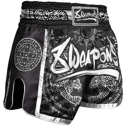 8WEAPONS - Muay Thai Short SAK YANT TIGER (Carbon-black)