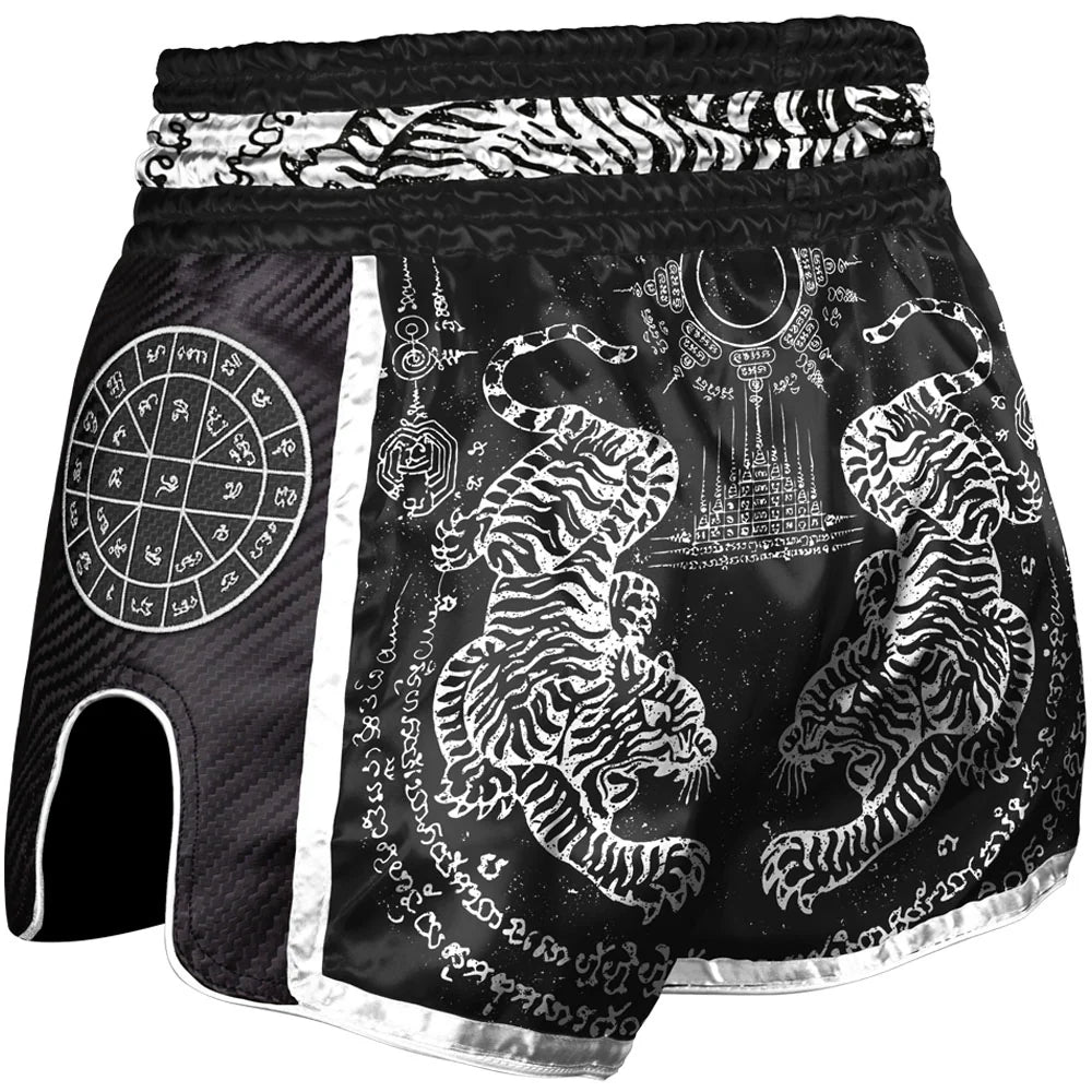 8WEAPONS - Muay Thai Short SAK YANT TIGER (Carbon-black)