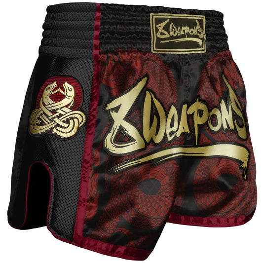 8WEAPONS - Muay Thai Short SAK YANT NAGA (Schwarz-rot)