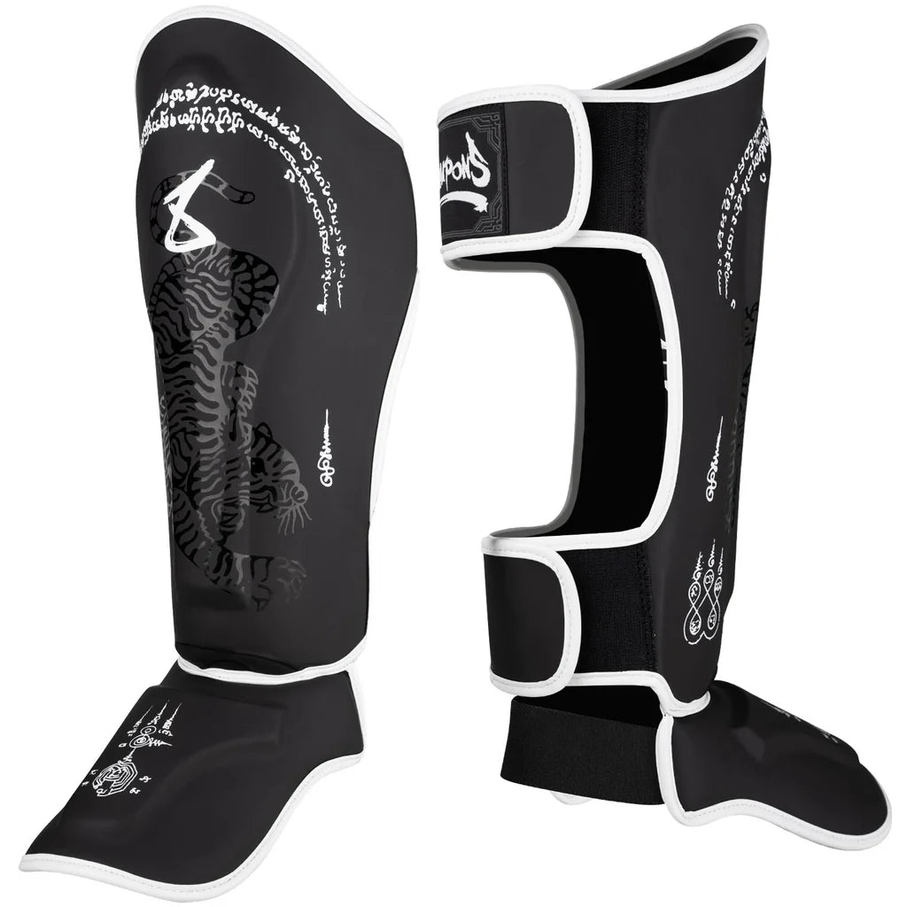 8WEAPONS - Shin Guards Sang Yant Big TIGER (Black)