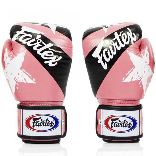 *KIDS Fairtex BGV1N - "Nation Prints" MUAY THAI / BOXING GLOVES (Pink) Premium Leather