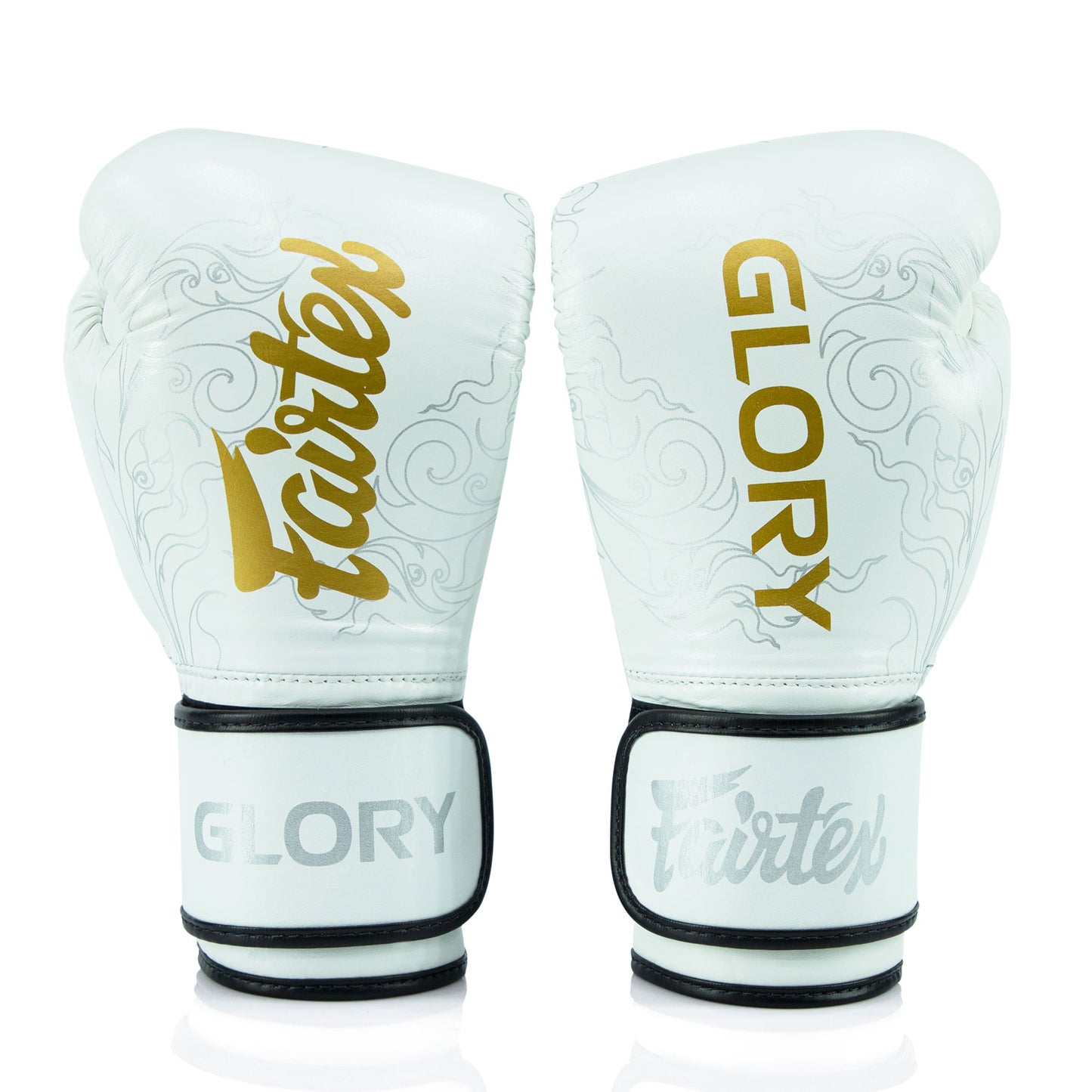 Fairtex BGVG3 - BOXING GLOVES "X GLORY KICKBOXING White Silver" Genuine Leather