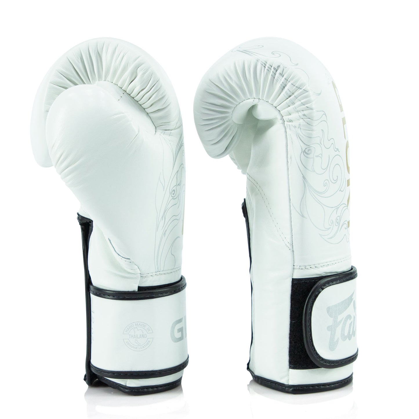 Fairtex BGVG3 - BOXING GLOVES "X GLORY KICKBOXING White Silver" Genuine Leather