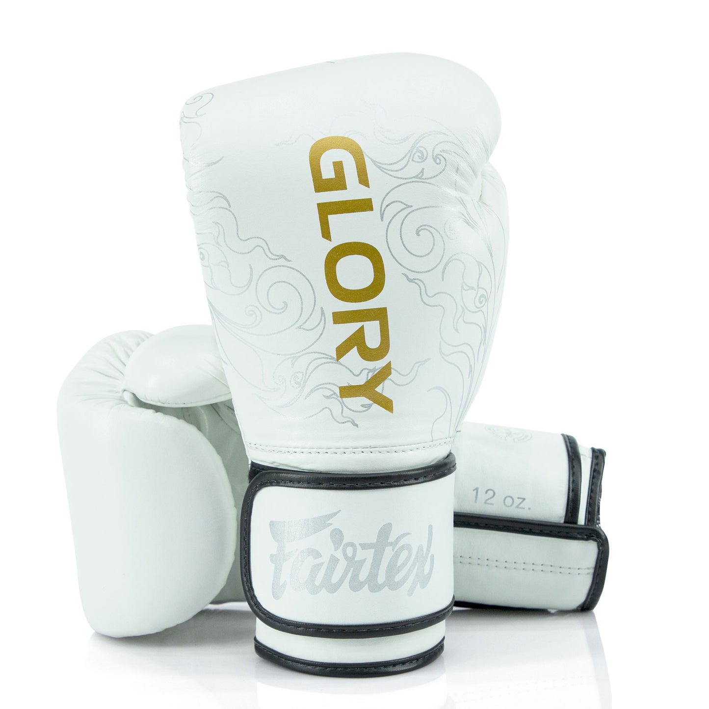 Fairtex BGVG3 - BOXING GLOVES "X GLORY KICKBOXING White Silver" Genuine Leather