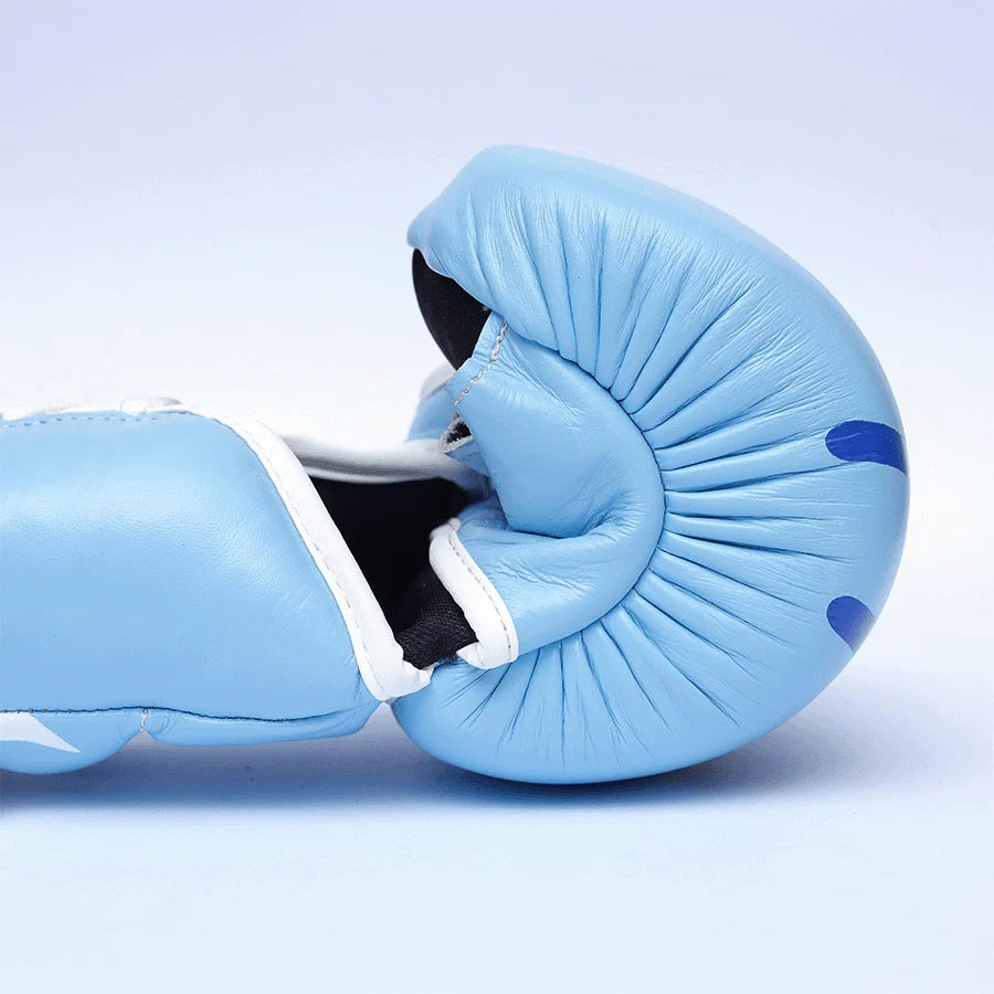 YIKUBO - LACE-UP MMA GLOVES (BLUE FLAME) GENUINE LEATHER