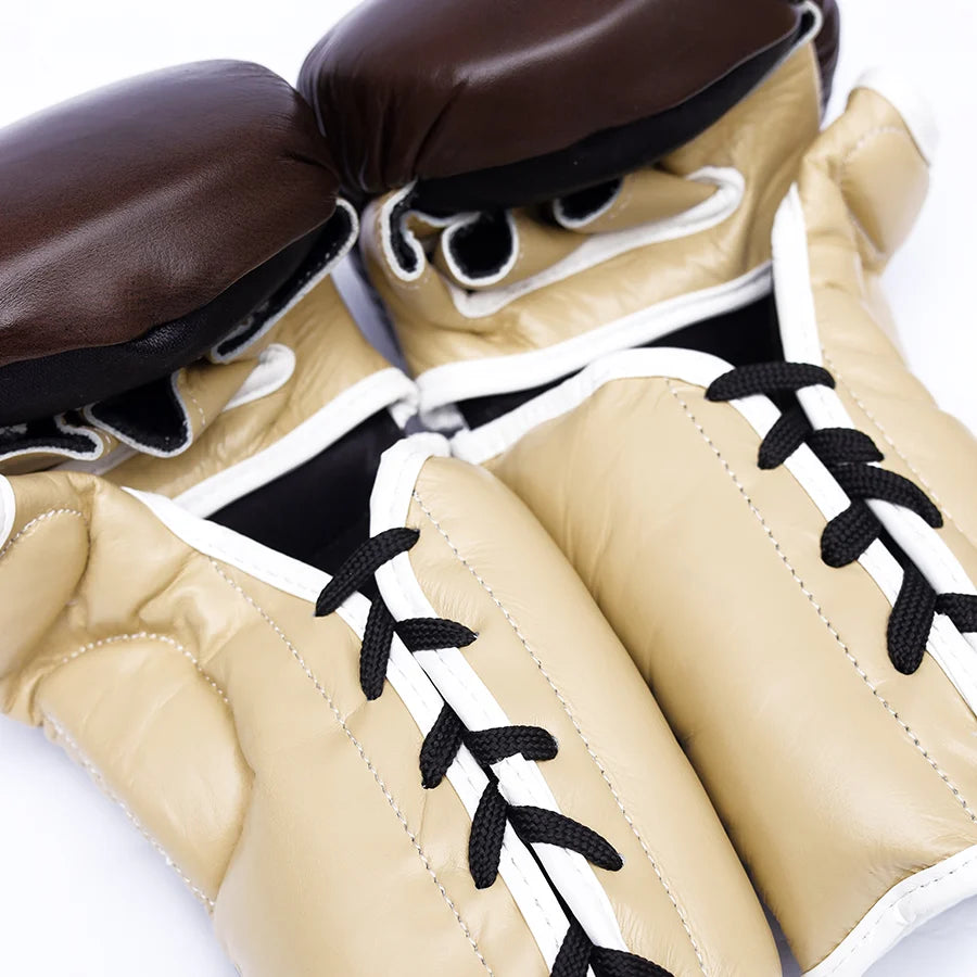 YIKUBO - LACE-UP MMA GLOVE (BROWN) GENUINE LEATHER