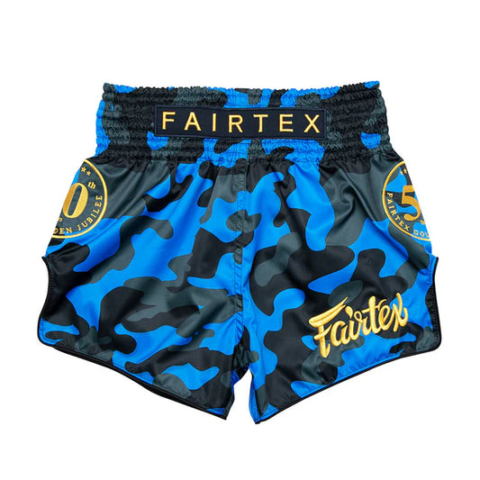 Fairtex MUAY THAI / BOXING SHORTS JUBILEE Slim Cut (Blue camo) - BS1917