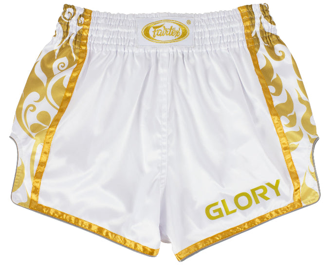 Fairtex MUAY THAI / BOXING SHORTS "GOLD" (White / Gold) - BSG2