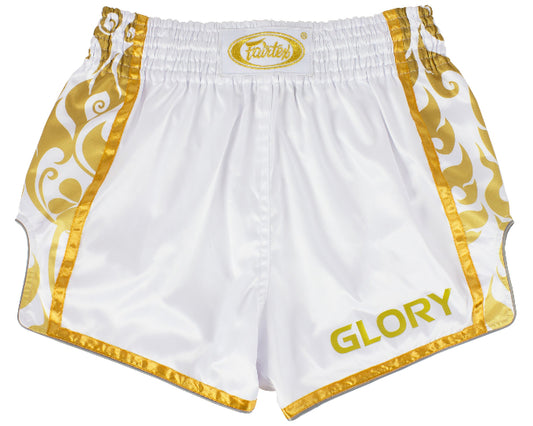 Fairtex MUAY THAI / BOXING SHORTS "GOLD" (White / Gold) - BSG2