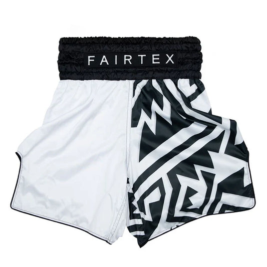 Fairtex BOXING TRUNKS "MONOCHROME (White) - BT2003