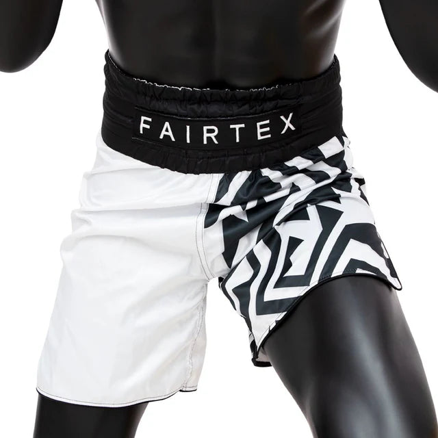 Fairtex BOXING TRUNKS "MONOCHROME (White) - BT2003