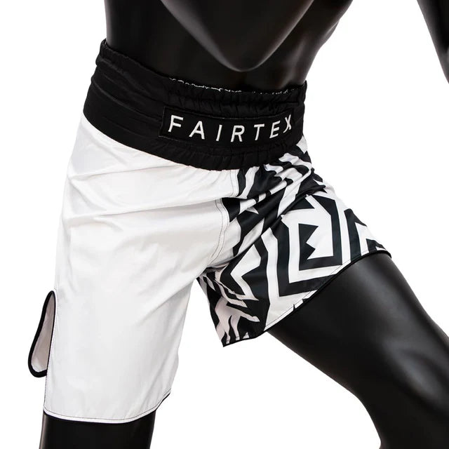 Fairtex BOXING TRUNKS "MONOCHROME (White) - BT2003