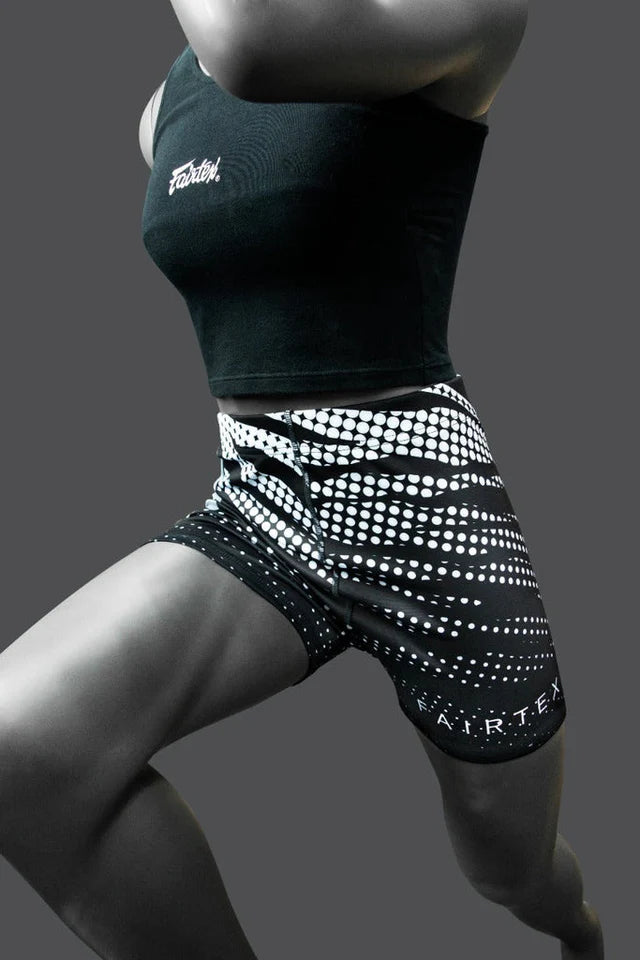 Fairtex VALE TUDO SHORT for Women (Black/White dots) - CP14