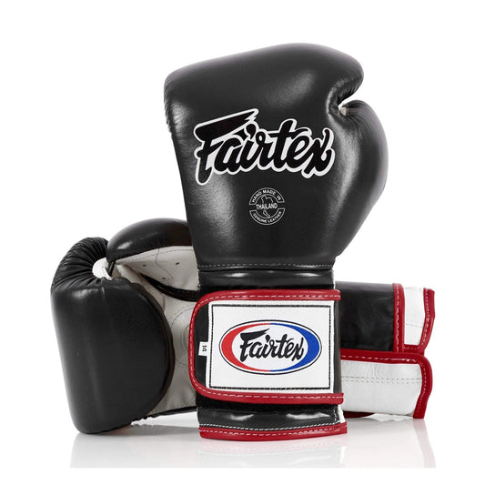 Fairtex BGV9 - Heavy Hitter's "Mexican Style" Gloves (Black/White/Red)) Genuine Leather