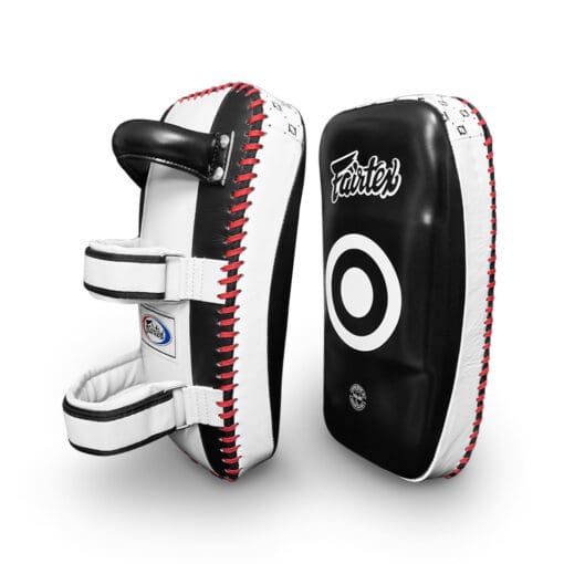 Fairtex CURVED KICK PADS EXTRA THICK (Black / White) -KPLC3