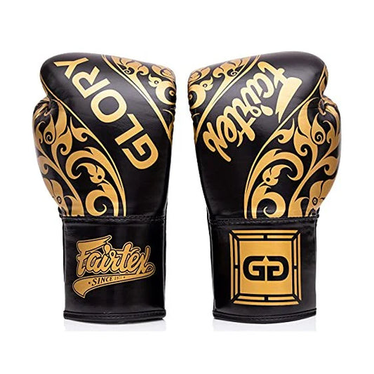 Fairtex BGLG2 - BOXING GLOVES "X GLORY KICKBOXING "Black Gold" Genuine Leather