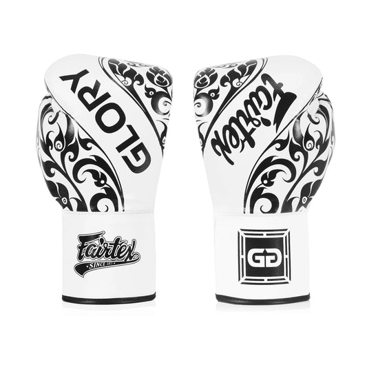 Fairtex BGLG2 - BOXING GLOVES "X GLORY KICKBOXING "White Gold" Genuine Leather