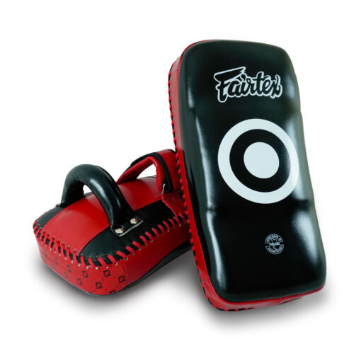 Fairtex CURVED KICK PADS (Black / Red) - KPLC2