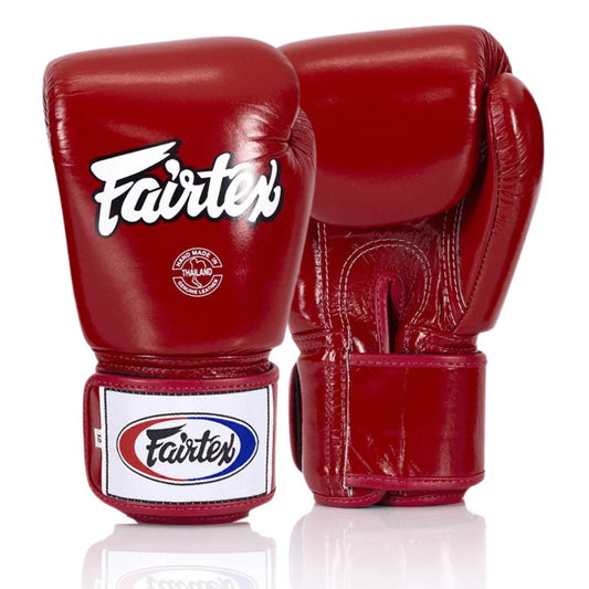 Fairtex BGV1T - Universal Tight Fit MUAY THAI / BOXING GLOVES (Red) Premium Leather
